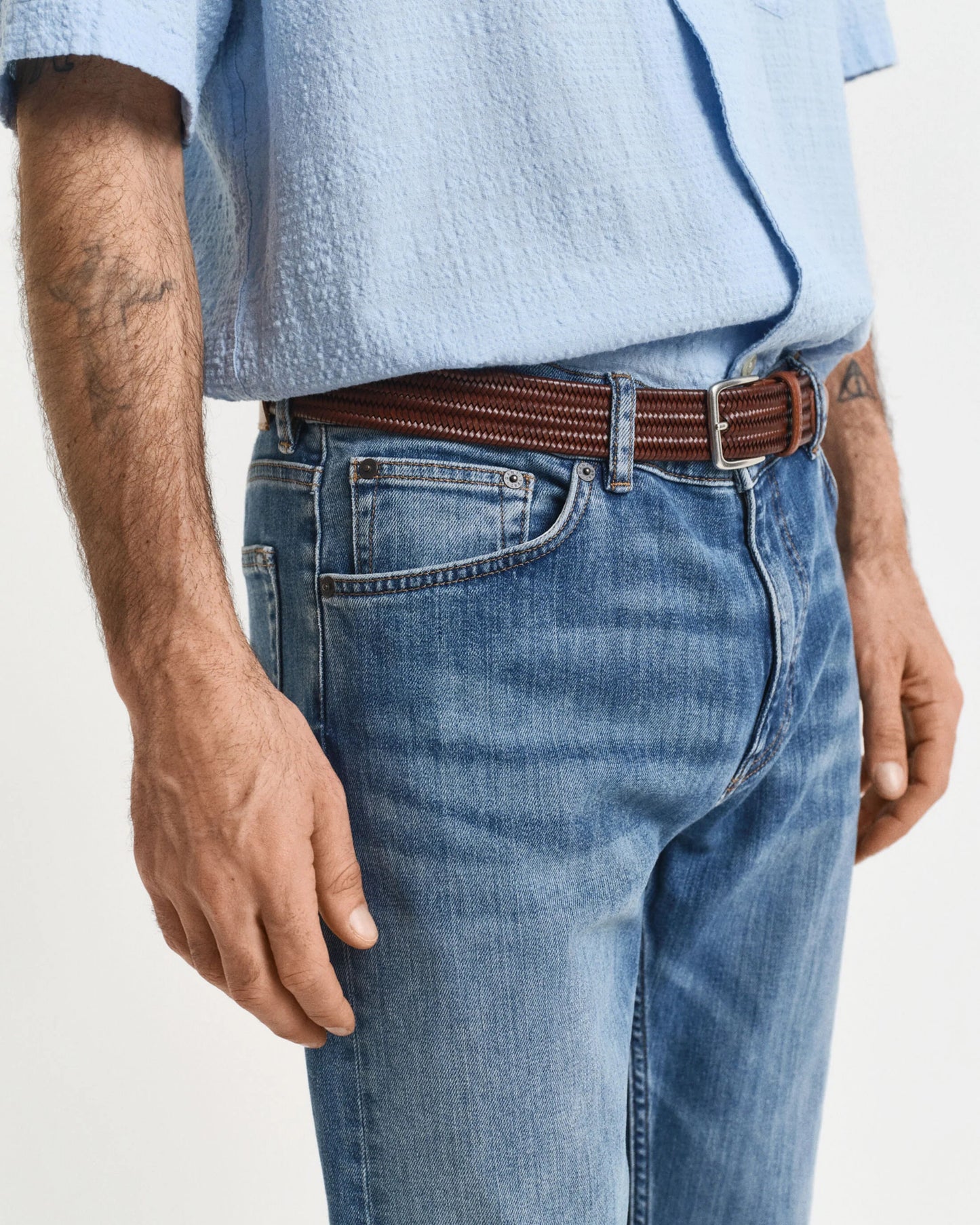 GANT Mens Regular Jeans - 971 Mid Blue Worn In