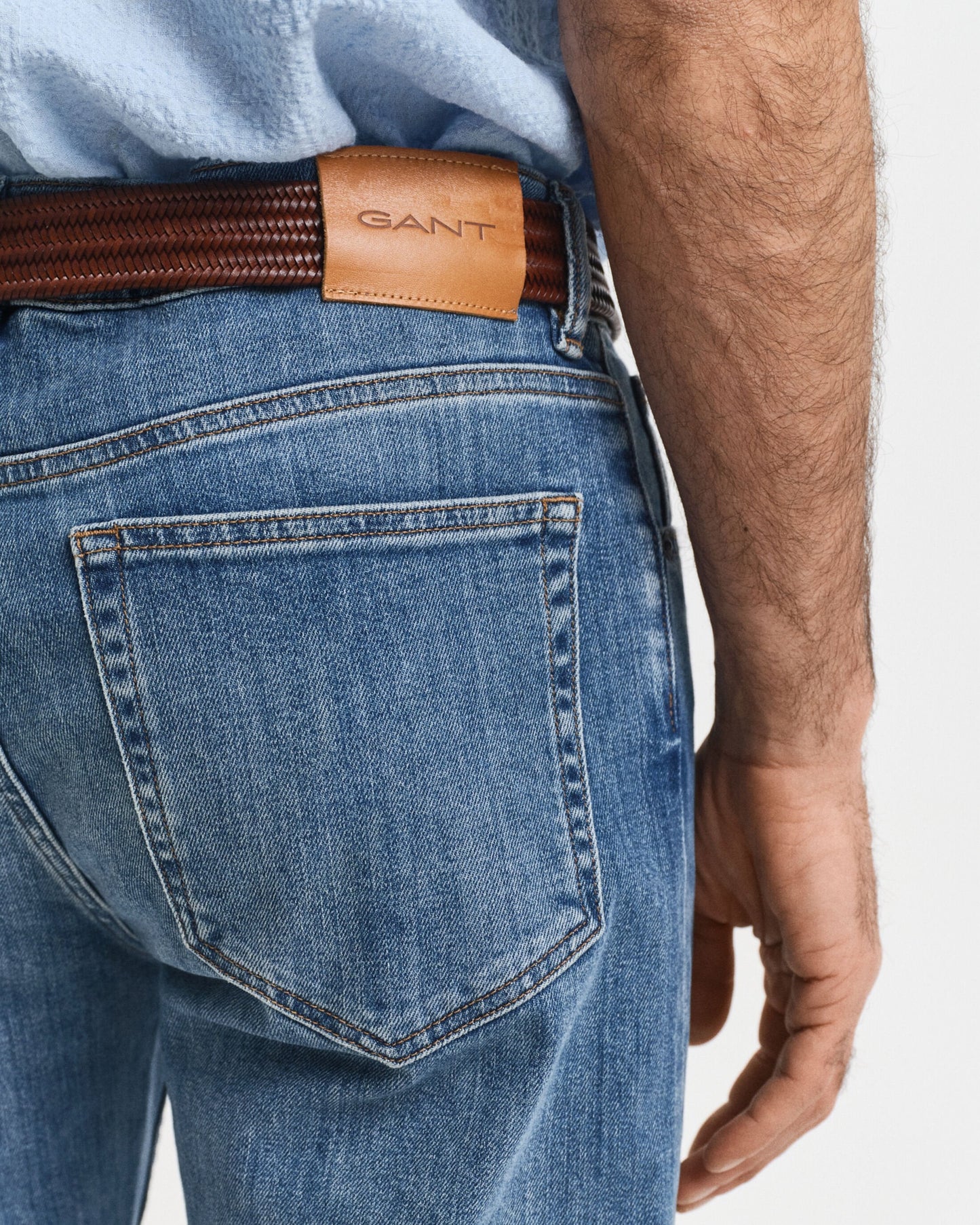 GANT Mens Regular Jeans - 971 Mid Blue Worn In