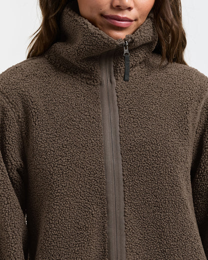Didriksons Womens Umi Full Zip Fleece 4 - Dark Mocha F11 | CHO | Designer Womens Fleece Jackets