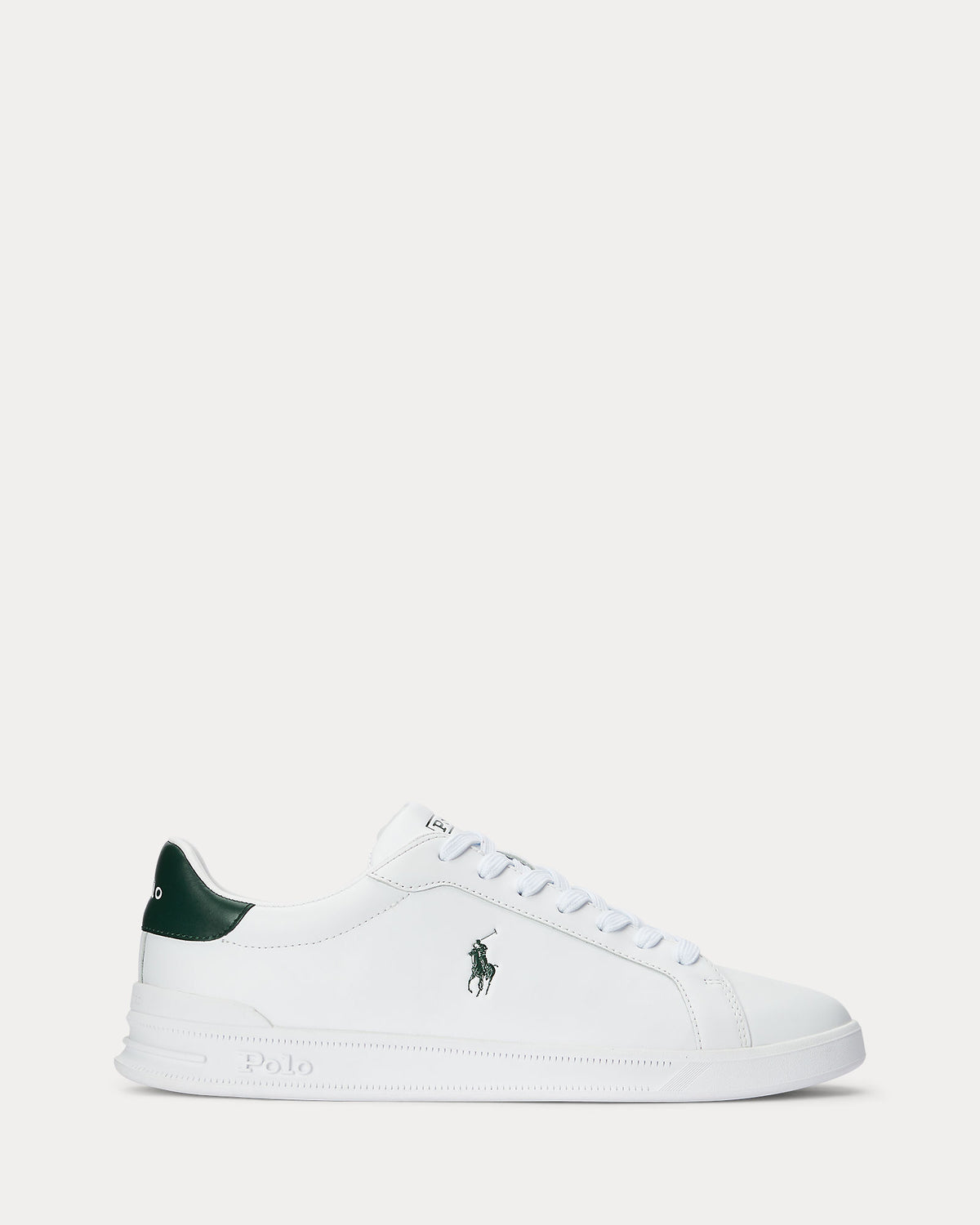 Ralph Lauren Heritage Court II Mens Nappa Leather Sneaker - White/College Green Polo Pony