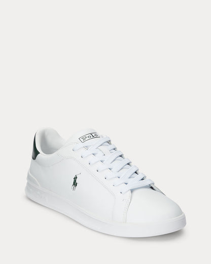Ralph Lauren Heritage Court II Mens Nappa Leather Sneaker - White/College Green Polo Pony