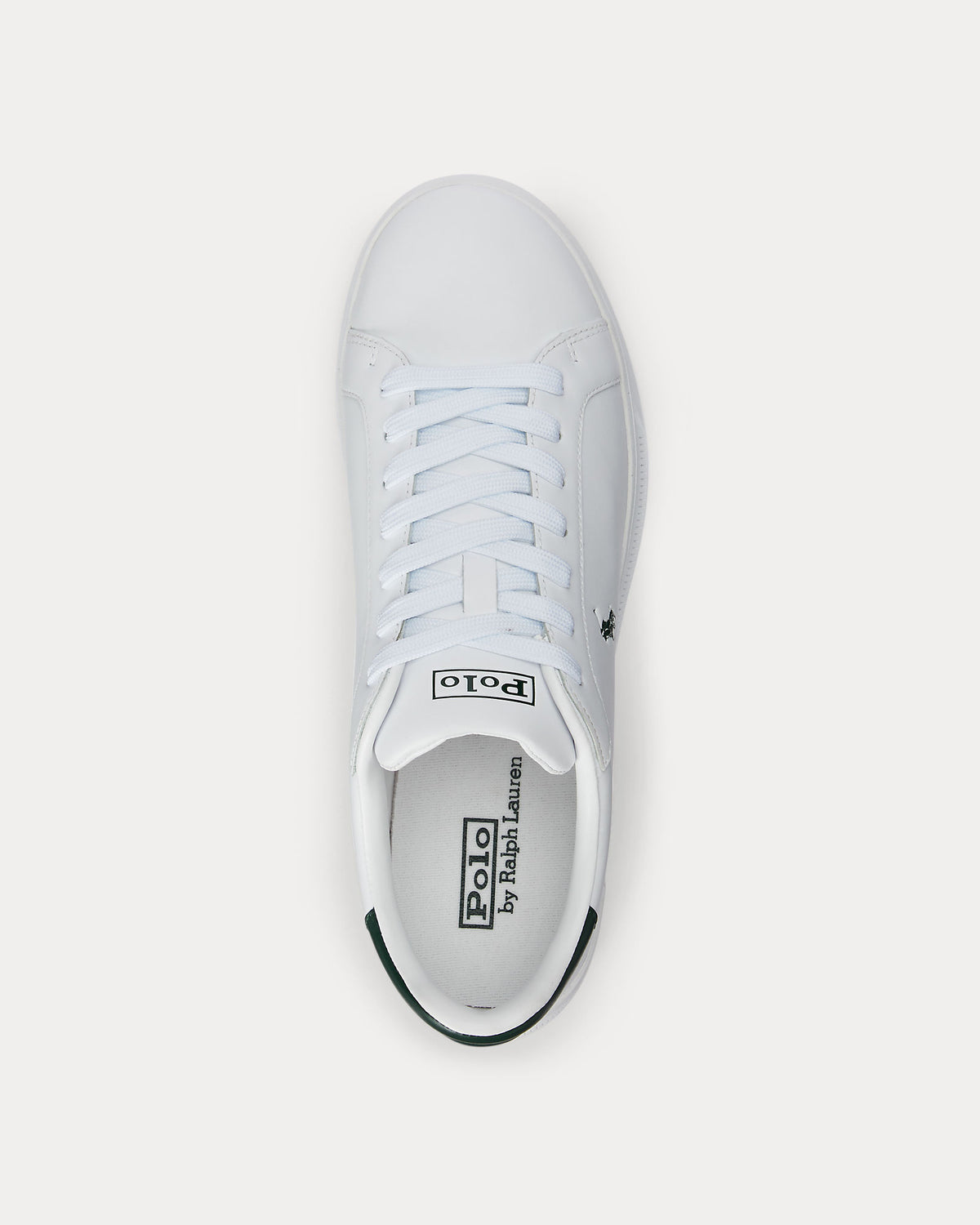 Ralph Lauren Heritage Court II Mens Nappa Leather Sneaker - White/College Green Polo Pony