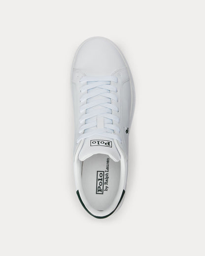 Ralph Lauren Heritage Court II Mens Nappa Leather Sneaker - White/College Green Polo Pony