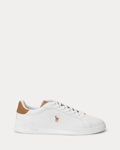 Ralph Lauren Heritage Court II Mens Leather Sneaker - White/Tan