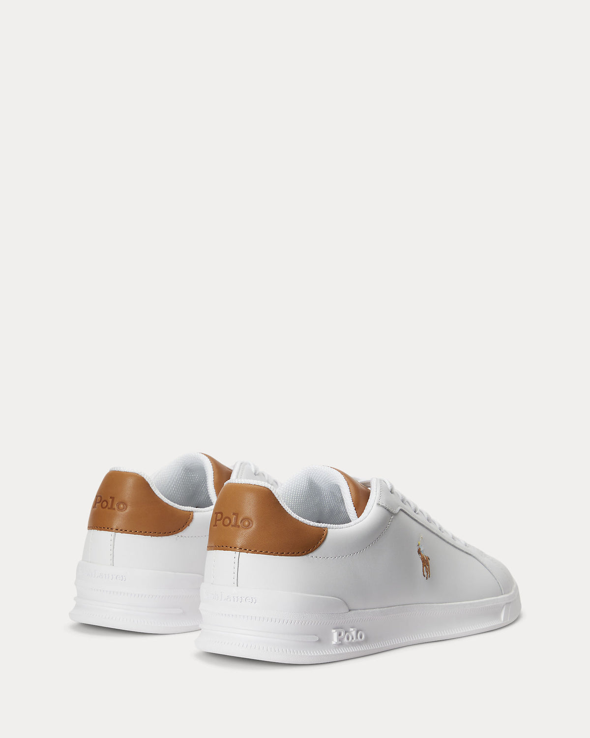 Ralph Lauren Heritage Court II Mens Leather Sneaker - White/Tan