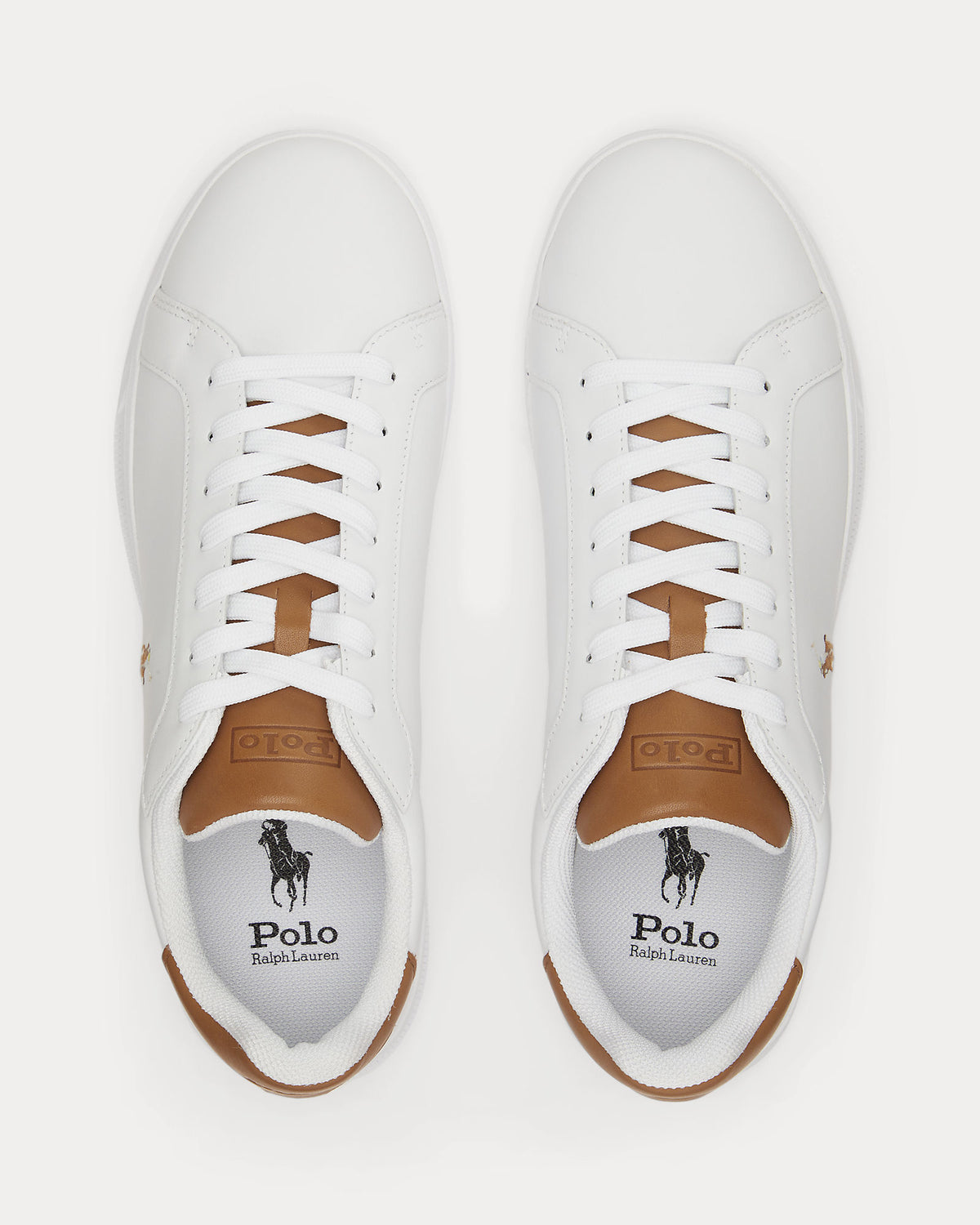 Ralph Lauren Heritage Court II Mens Leather Sneaker - White/Tan