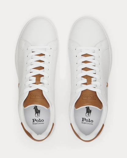 Ralph Lauren Heritage Court II Mens Leather Sneaker - White/Tan