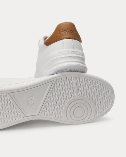 Ralph Lauren Heritage Court II Mens Leather Sneaker - White/Tan