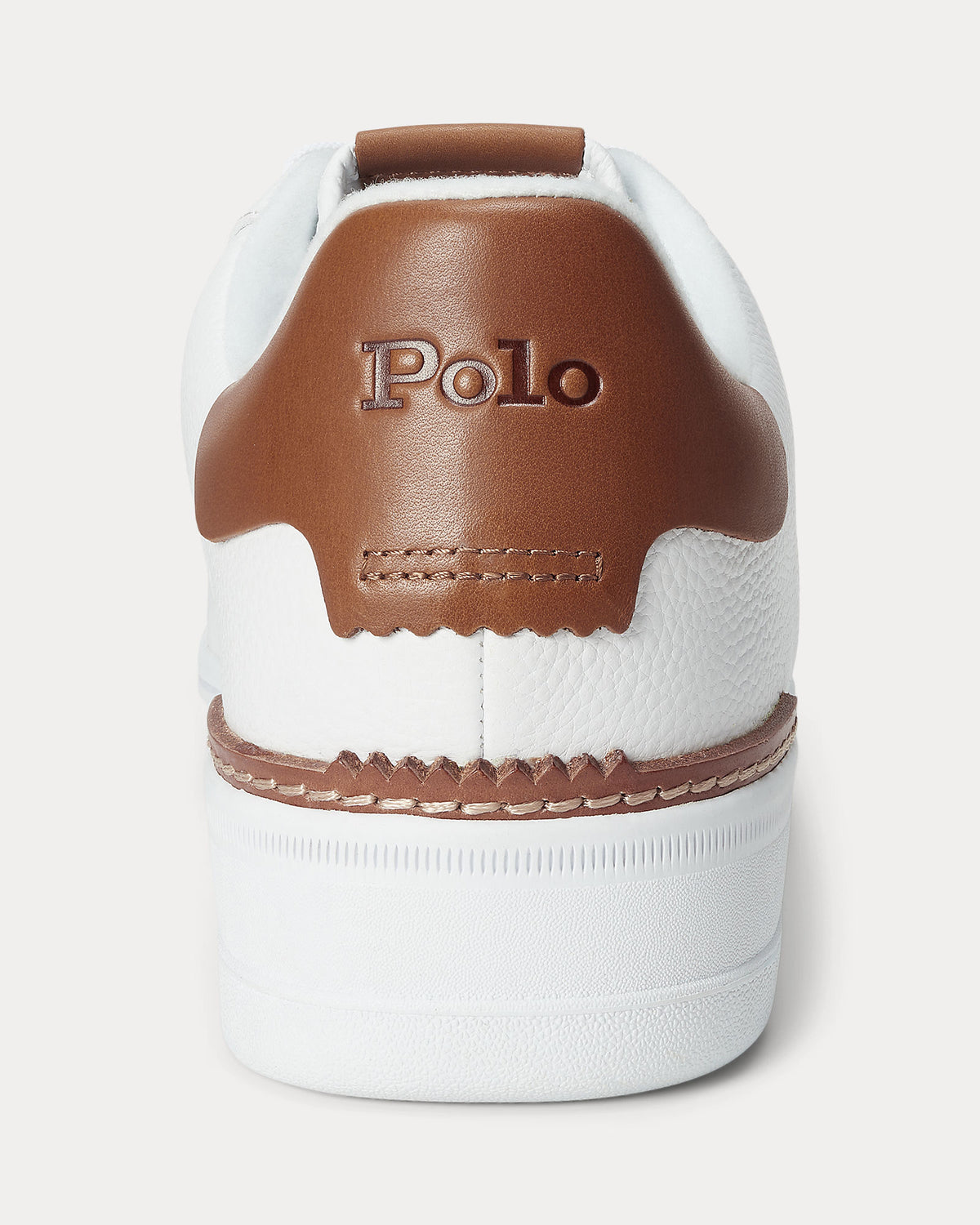 Ralph Lauren Masters Court Mens Leather Sneaker - White/Tan Multi Polo Pony