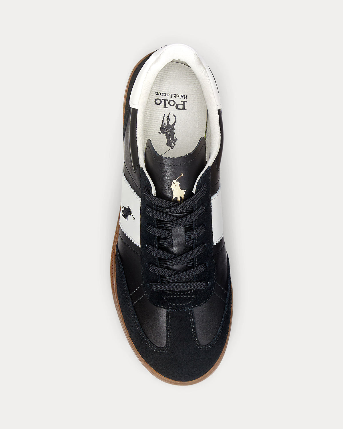 Ralph Lauren Heritage Aera Mens Leather-Suede Sneaker - Black/White