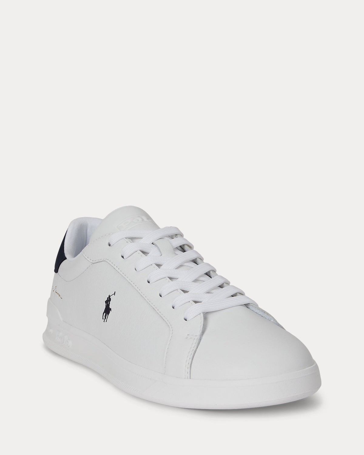 Ralph Lauren Heritage Court II Mens Leather Sneaker - White/Hunter Navy
