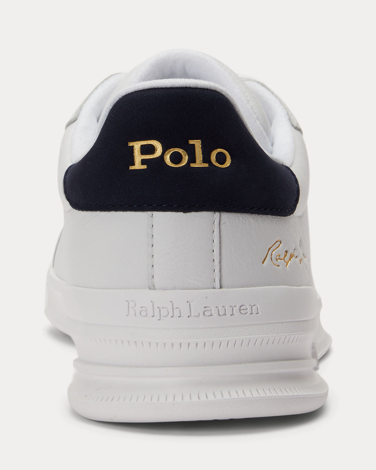 Ralph Lauren Heritage Court II Mens Leather Sneaker - White/Hunter Navy