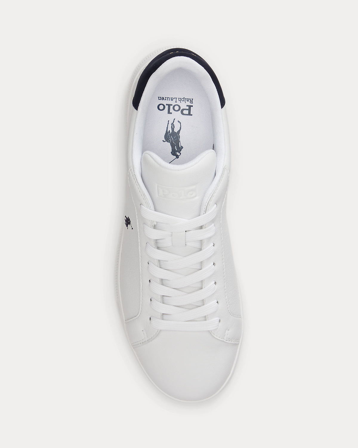 Ralph Lauren Heritage Court II Mens Leather Sneaker - White/Hunter Navy