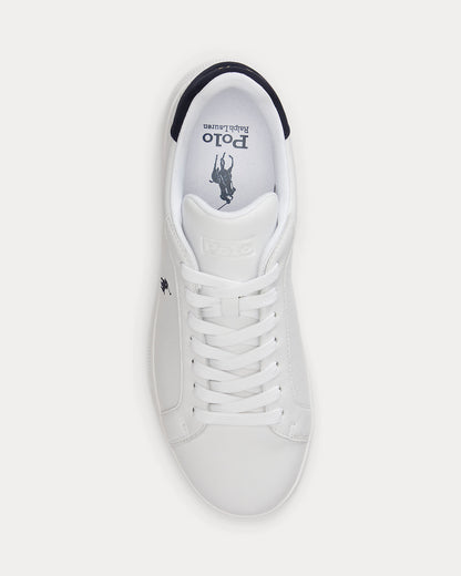 Ralph Lauren Heritage Court II Mens Leather Sneaker - White/Hunter Navy