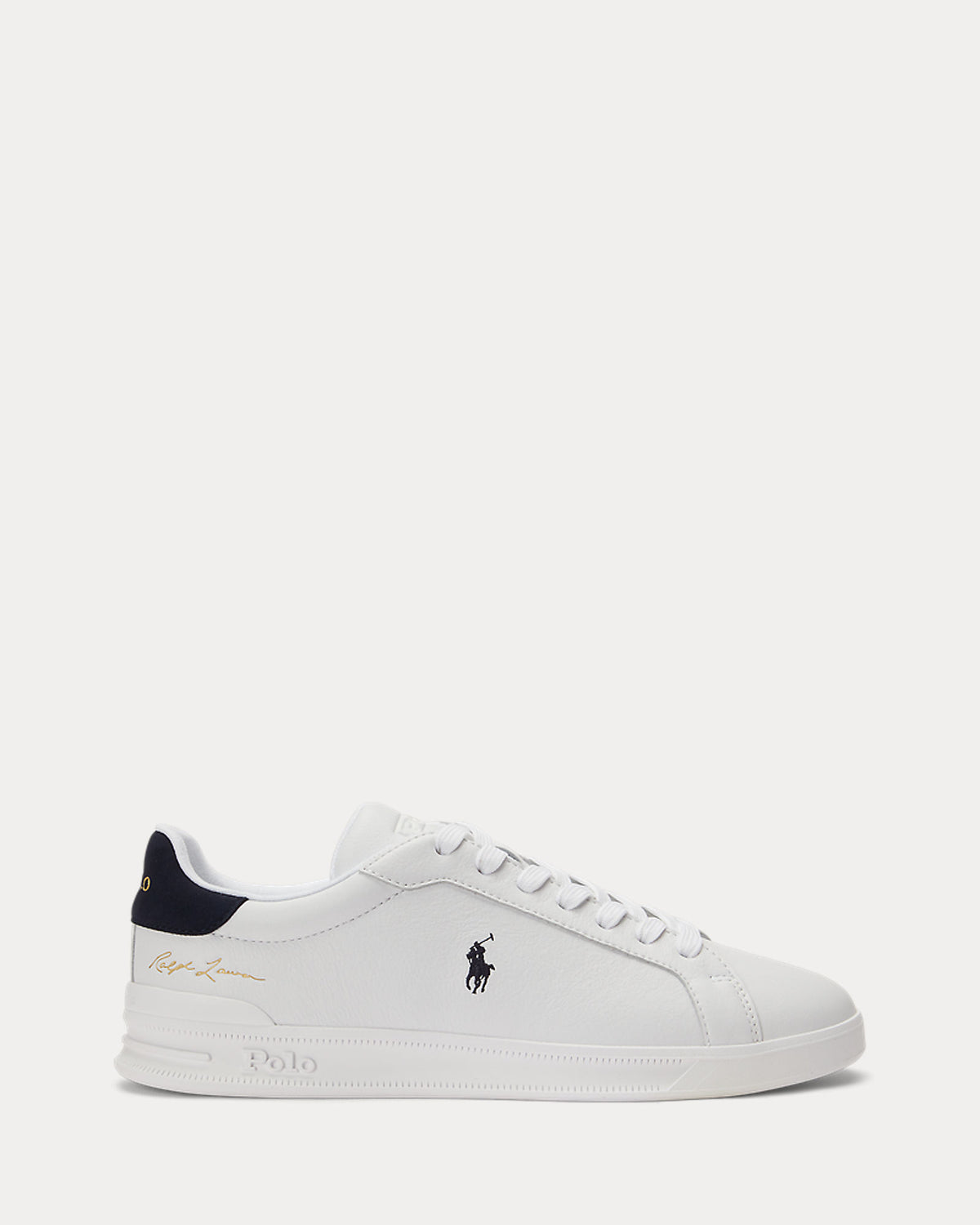 Ralph Lauren Heritage Court II Mens Leather Sneaker - White/Hunter Navy