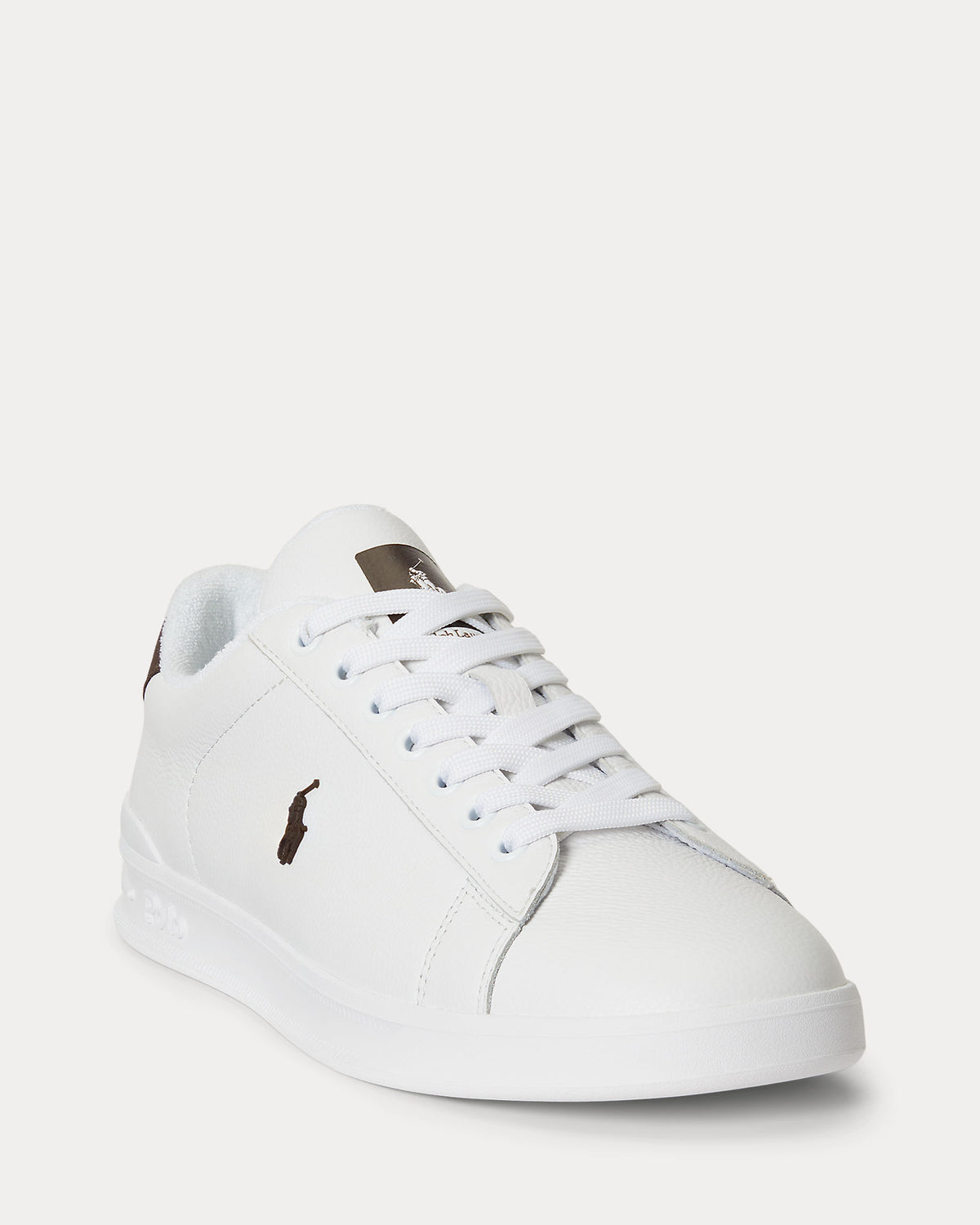 Ralph Lauren Heritage Court II Mens Leather Sneaker - White/Dark Brown