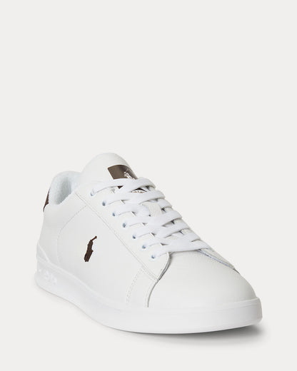 Ralph Lauren Heritage Court II Mens Leather Sneaker - White/Dark Brown