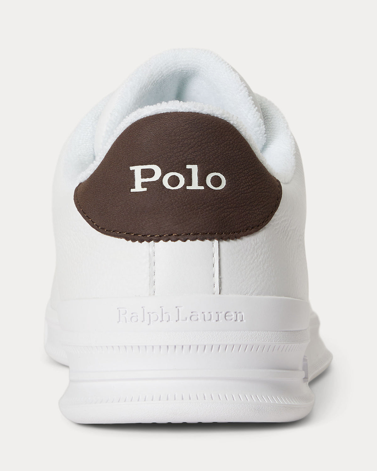 Ralph Lauren Heritage Court II Mens Leather Sneaker - White/Dark Brown