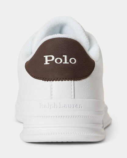 Ralph Lauren Heritage Court II Mens Leather Sneaker - White/Dark Brown