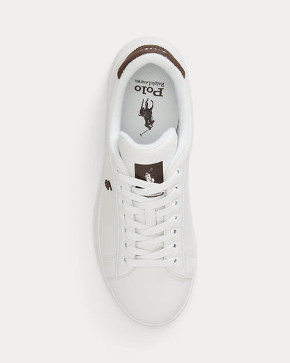 Ralph Lauren Heritage Court II Mens Leather Sneaker - White/Dark Brown