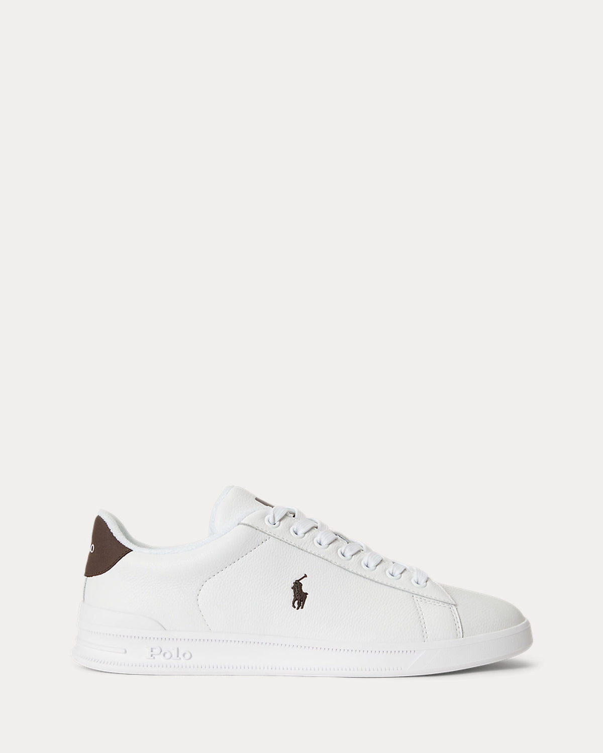 Ralph Lauren Heritage Court II Mens Leather Sneaker - White/Dark Brown