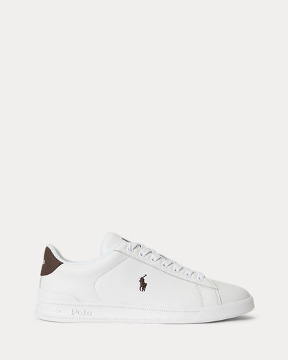 Ralph Lauren Heritage Court II Mens Leather Sneaker - White/Dark Brown