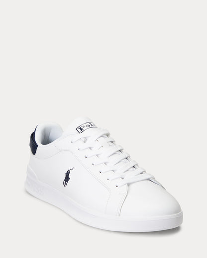 Ralph Lauren Heritage Court II Mens Leather Sneaker - White/Navy