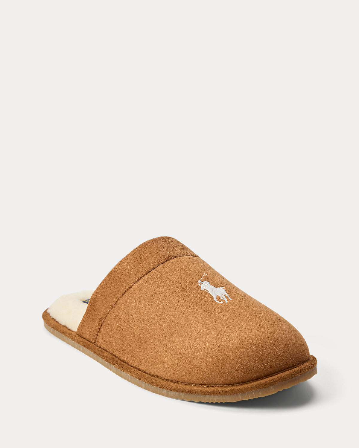 Ralph Lauren Klarence Mens Microsuede Scuff Slipper - Snuff/Blackwatch/Cream Polo Pony front