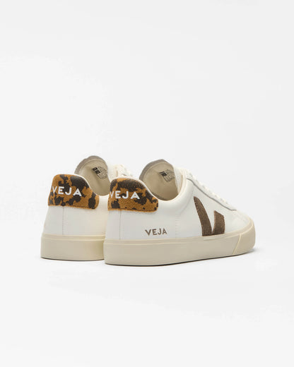VEJA Campo Leather Womens Trainers - White/Camel Wild Country | CHO | Designer Womens Trainers