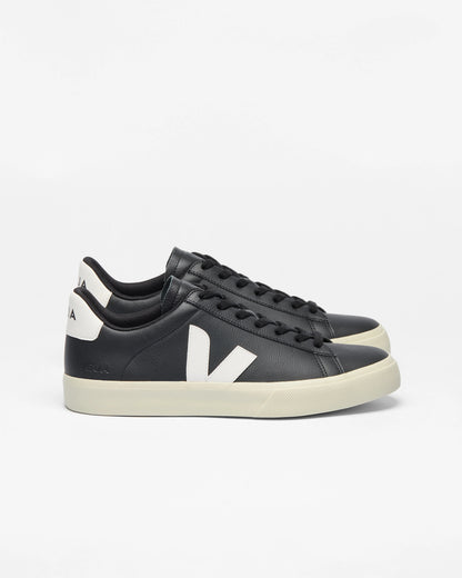 VEJA Campo Leather Womens Trainers - Black/White
