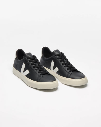 VEJA Campo Leather Womens Trainers - Black/White