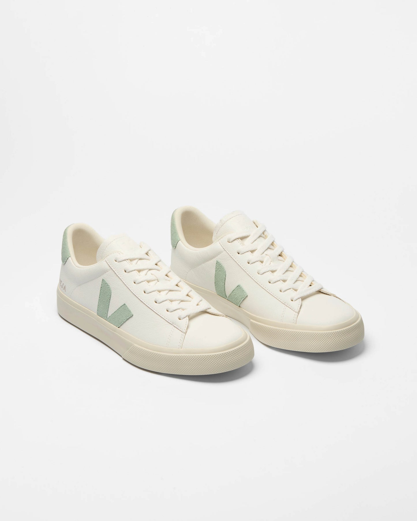 VEJA Campo Leather Womens Trainers - Extra White/Matcha