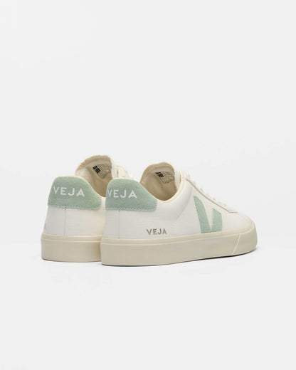VEJA Campo Leather Womens Trainers - Extra White/Matcha
