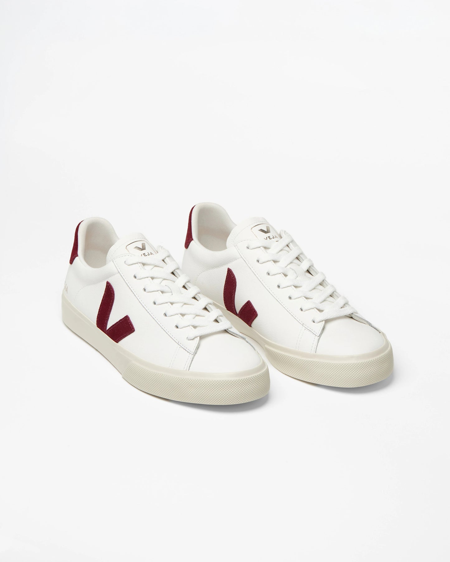 VEJA Campo Leather Womens Trainers - White/Garnet