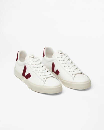VEJA Campo Leather Womens Trainers - White/Garnet