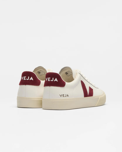 VEJA Campo Leather Womens Trainers - White/Garnet