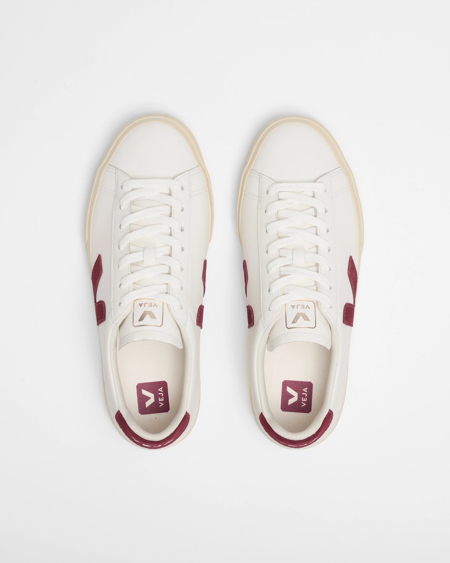 VEJA Campo Leather Womens Trainers - White/Garnet