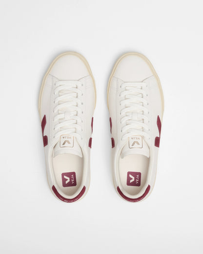VEJA Campo Leather Womens Trainers - White/Garnet