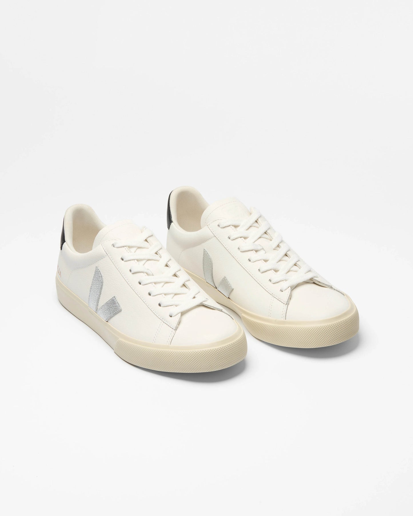 VEJA Campo Leather Womens Trainers - White/Silver/Black