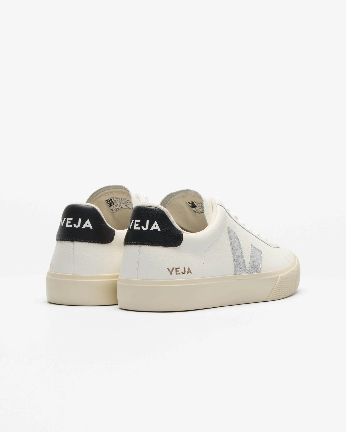 VEJA Campo Leather Womens Trainers - White/Silver/Black