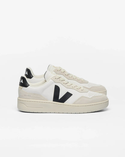 VEJA V-90 OT Leather Mens Trainers - White/Black