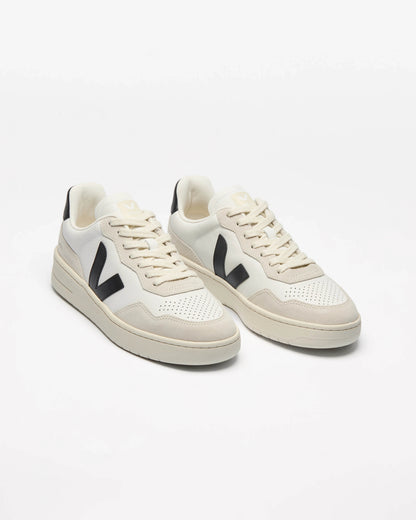 VEJA V-90 OT Leather Mens Trainers - White/Black
