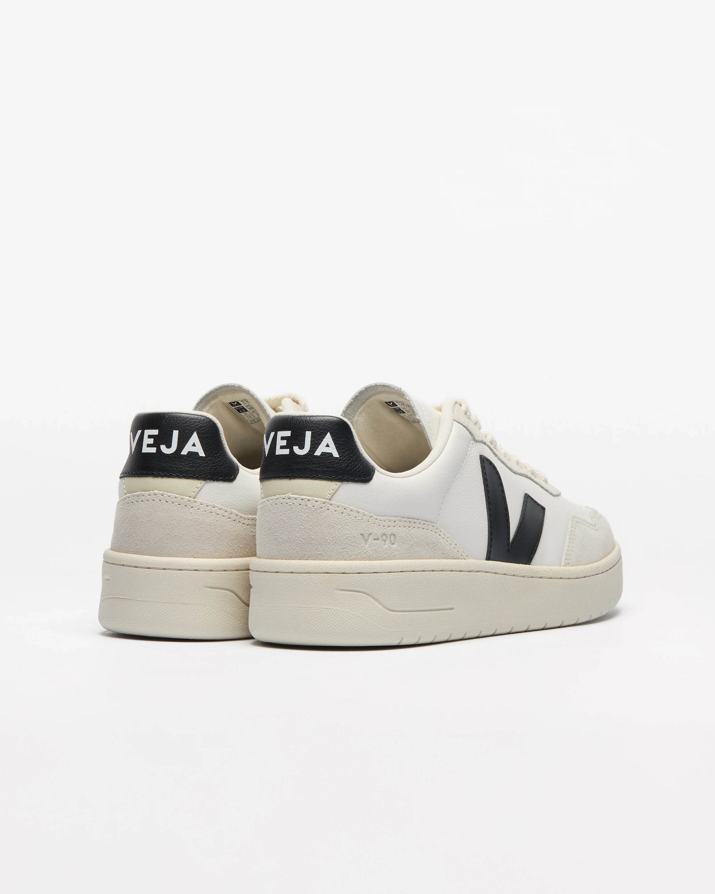 VEJA V-90 OT Leather Mens Trainers - White/Black